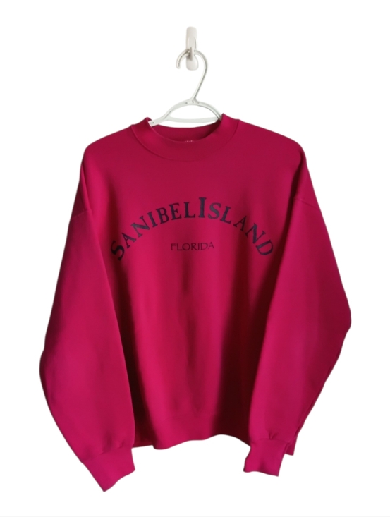 Fruit of the Loom Tops - Vingage Sanibel Island Florida Crewneck Sweatshirt Fushia Large Cotragecore